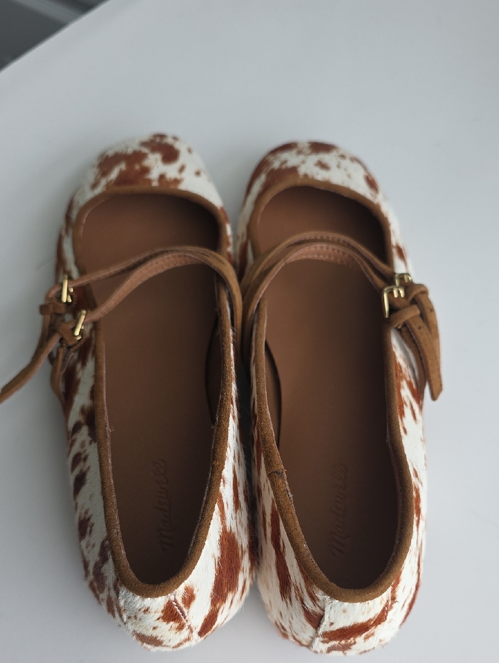 Madewell Greta  Strappy Ballete Flat Double Strap Calf Hair Rusett Multi Size 6 - Picture 4 of 12